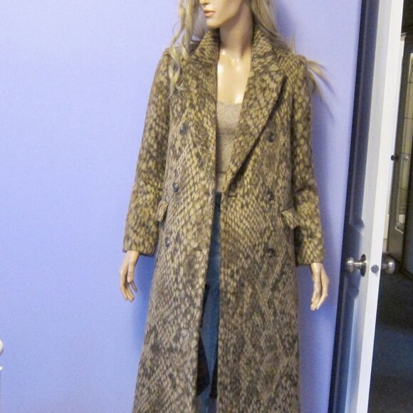 & OTHER STORIES DOUBLE BREASTED WOOL SNAKE PRINT LONG COAT PARIS ATELIER - Picture 1 of 14